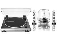 AudioTechnica AT-LP60XGM Fully Automatic Stereo 2-Speed Turntable System (Silver) with Harman Consumer SoundSticks III 2.1 Plug and Play Multimedia Speaker System