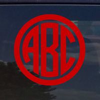 CUSTOM CIRCLE MONOGRAM INITIALS VINYL DECAL / STICKER CARS YETI CUP LAPTOP PHONE (5", Red)