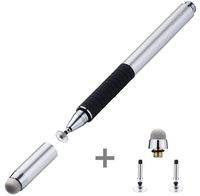 CCIVV Stylus Pen 2 in 1 Fine Point & Mesh Tip for Touch Screen, Compatible for Tablet and Cellphone (1Pc, Silver)