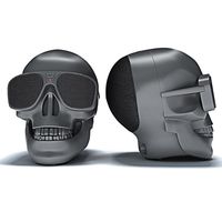 Halloween Party Lound Speakers,Pocciol Creative Skull Metallic Shape Wireless Bluetooth Speaker Subwoofer Mobile Speakers (Black)