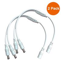[2 Pack] 2-Port 5.5mm x 2.1mm DC Female to Male Power Splitter Cable Cord for Security CCTV Cameras (30cm)