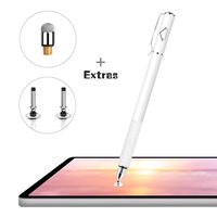Stylus Pens for Touch Screens, LezGo 2-in-1 Universal Disc Stylus for iPad, iPhone and All Other Capacitive Cellphones, Tablets, Laptops Bundle with 3 Replacement Tips (White)