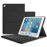 SENGBIRCH Compatible Keyboard Case iPad 9.7 2017 - iPad 9.7 2018 - iPad Air 2 - iPad Air 1 - iPad Pro 9.7, PU Leather, Detachable Keyboard, Wireless Connect, iPad Case with Keyboard, Black