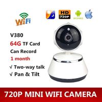 TOOGOO V380 Phone APP HD 720P Mini IP Camera WiFi Camera Wireless P2P Security Camera Night Vision IR Robot Baby Monitor Support(SD Card Not Included) (Color: White)