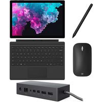 Microsoft Surface Pro 6 2 in 1 PC Tablet 12.3" (2736x1824) Touchscreen, i5-8250U, 8GB RAM, 256GB SSD w/Type Cover, Surface Pen, Dock, Mouse, Backlit, Webcam, Fanless, Win 10 - Black