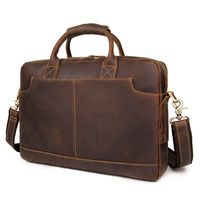 Augus Leather 16" Laptop Briefcase for Men Shoulder BagTravel Messenger Duffle Bags handbag With YKK Metal Zipper