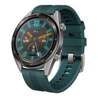SUNG-LL Huawei Watch GT 2019 (46mm) BT Version, Water Proof, Titanium Grey Stainless Steel - Fluoroelastomer Band Active Dark Green