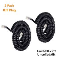 Telephone Phone Handset Cable Cord,Uvital Coiled Length 0.72 to 6 Feet Uncoiled Landline Phone Handset Cable Cord RJ9/RJ10/RJ22 4P4C(Black,2 PCS)