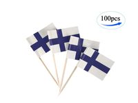 Finland Flag Finnish Flags,100 Pcs Cupcake Toppers Flag, Country Toothpick Flag,Small Mini Stick flags Picks Party Decoration Celebration Cocktail Food Bar Cake Flags