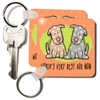 3dRose World s Best Dog Mom Cute Cartoon Puppies Pets Animals - Key Chains, 2.25 x 4.5 inches, set of 2 (kc_33983_1)