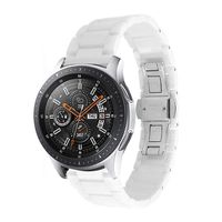 Aottom Compatible for Samsung Galaxy Watch Active 40mm Band Ceramic 20MM Women Stainless Steel Butterfly Buckle Wristband Replacement Band for Samsung Galaxy Watch 42mm/Active 40mm/Gear Sport, White