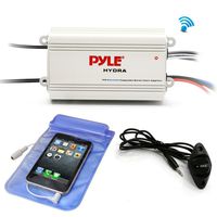 Pyle Auto 4-Channel Marine Amplifier - 200 Watt RMS 4 OHM Full Range Stereo with Wireless Bluetooth & Powerful Prime Speaker - High Crossover HD Music Audio Multi Channel System PLMRMB4CW