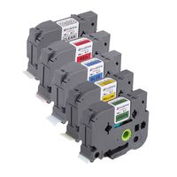 Molshine Compatible Flexible ID Laminated Label Tape,Replacement for Brother TZe-FX141 TZe-FX441 TZe-FX541 TZe-FX641 TZe-FX741,Black on Clear/Red/Blue/Yellow/Green,18mm x 8m(3/4inch x 26.2feet),5 Pack