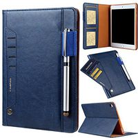 TechCode 9.7'' Case for iPad 2018, PU Leather Smart Stand Case Slim Fit Cover with [Pencil Holder] [Card Slot] [Hand Strap] Protector for iPad Air 1/Air 2/iPad Pro 9.7/2017 /2018 New iPad 9.7(Blue)
