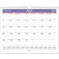 AT-A-GLANCE 2019-2020 Academic Year Wall Calendar, Medium Wide, 15" x 12", Wirebound, Plan-A-Month (AY828)