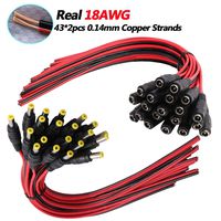 (Real 18AWG 43x2pcs Copper Strands) 20 Pairs DC Power Pigtail Cable, 12V 5A Male & Female Connectors for CCTV Security Camera and Lighting Power Adapter by MILAPEAK (2.1mm x 5.5mm, Ultra Thick)