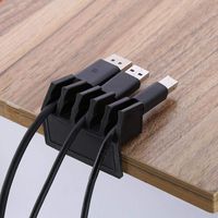 Desk Cable Management Clips Black with Adhesive，Multipurpose Cord Divider with 5 Clips，Cord Hooks for Home, Office, Cubicle, Car, Nightstand, Desk Accessories