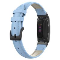 UMTELE Compatible for Fitbit Inspire HR Leather Bands with Clear TPU Full Cover Screen Protective Case Repacement Bands for Fitbit Inspire & Inspire HR (Lightblue+Clear)