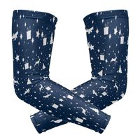 Fashion Sports Arm Supports Christmas Reindeers Gifts Space Blue Basketball Shooter Sleeves Sunscreen Cuff Stretched Fabric for Football, Volleyball, Baseball Protection, Youth & Adult Sizes(1 Pair)
