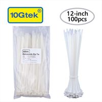 Releasable Zip Ties (100pcs) 12 Inch Nylon Cable Ties in White