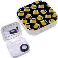 Portable Contact Lens Case Box Travel Kit Mirror + Bottle + Tweezers Container Holder [ Beer Mug Foam On Black ]