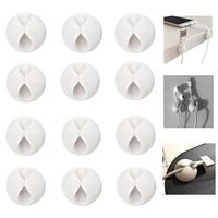 Bluegogo Cable Clips - Self-Adhesive Desk Cable Organizer, Durable Cord Management, Wire Holder, Wire Management System, Pack of 12, White (12 White)