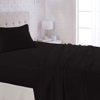 AmazonBasics Lightweight Super Soft Easy Care Microfiber Sheet Set with 16" Deep Pockets - Twin, Black