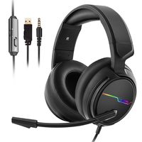 Jeecoo Stereo Gaming Headset for PS4, Xbox One S - Noise Cancelling Over Ear Headphones with Microphone - LED Light Soft Earmuffs Bass Surround Compatible with Xbox One PC Laptop Nintendo Switch Games