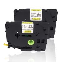 Molshine Compatible Heat Shrink Tube Label Tape, Replacement for Brother HSe611 HSe-611 HS-611 HS611 Black On Yellow 6mm x 1.5m (1/4 inch x 4.9 feet), 2 Pack