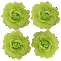 Sanrich 4pcs/pack Fabric Rose Hair Flowers Clips  Mexican Hair Flowers Hairpin Brooch Hair Accessory Wedding Party Headpieces (green)