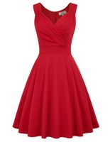 Women's 60s Vintage Dress Cocktail Party Dress Size M Red CL698-5