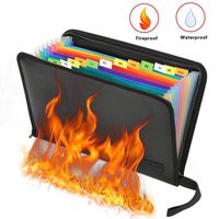 Folder Organizer Fireproof File Folder A4/Letter Size and Water Resistant with Silicone-Coated Heat Resistant Money Document Bag 12 Pockets Zipper Closure Expanding File Organizer Pouch (14.3' x9.8')