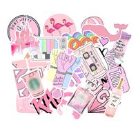Cute Laptop Stickers for Girl Lovely Pink Water Bottle Stickers 53pcs Pack Vinyl Skateboard Computer Travel Case Guitar Snowboard