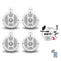 Lanzar Upgraded 4" Two-Way Boat Speakers, Marine Amplifier 4 Channel, Mountable, Waterproof, Bluetooth, Wireless Streaming Music, Great for UTV/ATV/Snowmobile/Wakeboards