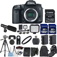 Canon EOS 7D Mark II 20.2MP CMOS Digital SLR Camera Body Only with W-E1 Wi-Fi Adapter, 2pc Commander 32GB Memory Cards, LED Light, Extra Battery, Card Reader, UV Filter, Backpack Case, Tripod (14 Items)