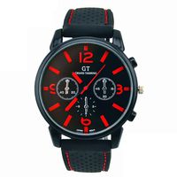 AmyDong Men Fashion Stainless Steel Sport Watch Cool Quartz Watch Wrist Analog Watch Men's Racing Quartz Watch (Red)