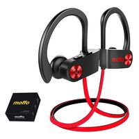 Wireless Headphones, Moffo IPX7 HiFi Bass Stereo in Ear Sport Sweatproof Earbuds Noise Cancelling Headset with Built-in Mic for Sport Gym Running Workout 8 Hrs (Red&Black)