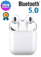 Bluetooth 5.0 Wireless Earbuds with【24Hrs Charging Case】 Waterproof TWS Stereo Headphones in-Ear Built-in Mic Headset Premium Sound with Deep Bass for Sport Earphones Apple Airpods Bluetooth Headsets