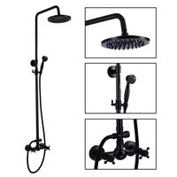 Oil Rubbed Bronze Rain Shower System Set 2 Knobs Mixing 8 Inch Rainfall Shower Head with Handheld Spray Bathroom Shower Faucet