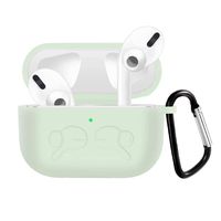 QIENGO Compatible for Airpods Pro Silicone Case Cover with Keychain, Visible Front LED, Scratchproof&Shockproof Protective Cover Compatible for Airpod Pro/Airpods 3(Clear Green)