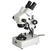 AmScope SH-2B-DK Professional Binocular Stereo Zoom Microscope, WF10x Eyepieces, 10X-40X Magnification, 1X-4X Zoom Objective, Upper and Lower Halogen Lighting, 110V-120V, Includes Darkfield Condenser