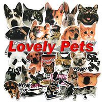 FineFun Random Sticker Pack 30PCS Car Stickers Motorcycle Bicycle Skateboard Luggage Decal Graffiti Patches Skateboard Stickers for Laptop - Animal Stickers, Dogs, Cats, P