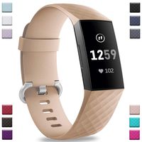Hamile Bands Compatible with Fitbit Charge 3, Waterproof Replacement Watch Strap Fitness Sport Band Wristband for Fitbit Charge 3 Charge 3 & Charge 3 SE, for Women Men, Large, Light Caramel