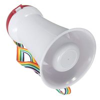 AZAMON New Strong Hard Material Mini Megaphone Portable Handheld Foldable Flexible 3W Speaker Bullhorn Amplifier in White and red with Rainbow Strap