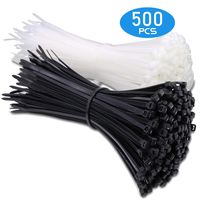 500 Pack of White & Black Zip Ties, 8 inch Heavy Duty Cable Wire Ties, Self-Locking UV & Heat Resistant Tie Wraps, Multipurpose Plastic Nylon Zip ties Indoor Outdoor Use by EANINNO