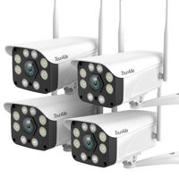 Home Security Camera System(4-Pack) - TourAlle 1080P Outdoor WiFi Camera with Color Night Vision, Motion Detection, 2-Way Audio, Wireless IP66 Waterproof Camera with MicroSD Slot and Cloud Storage