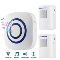 Door Chime,DOHAOOE Wireless Business Door Motion Sensor Detector Smart Visitor doorbell Home Security Driveway Alarm with 1 Plug-in Receiver and 2 PIR Detector Weatherproof(White)