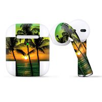Protective Skin Wrap for Apple AirPods, Vinyl Sticker Cover Decal, Sunset Palm Trees Ocean