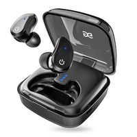 GUSGU True Wireless Earphone TWS Wireless Bluetooth Earbuds 45H Playtime with Deep Bass Built-in Mic Mini Portable Bluetooth Earbuds with Charging Case for Sport/Running/Gym (Black)