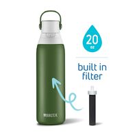 Brita 20 Ounce Premium Filtering Water Bottle with Filter - Double Wall Insulated Stainless Steel Bottle - BPA Free - Forest and Assorted Colors